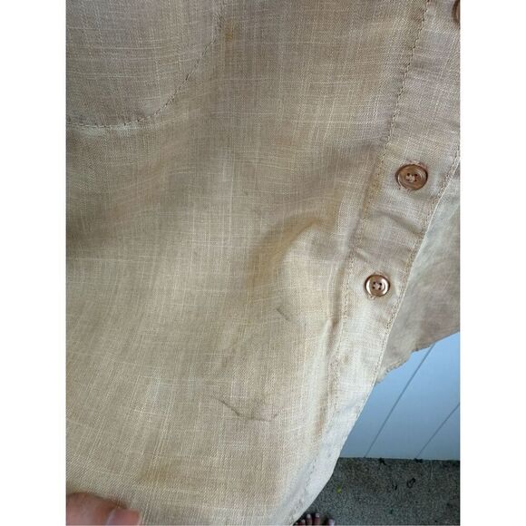 Anthro LEVEL 99 Tan Tencel Button Down Sleeveless Shirt Dress Sz S $112 - Picture 6 of 9
